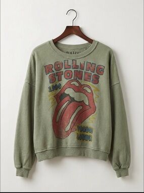 Anthropologie Rolling Stones Vintage Logo Pullover Sweatshirt